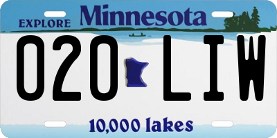 MN license plate 020LIW