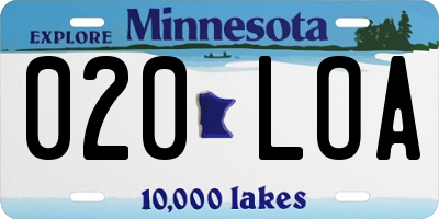 MN license plate 020LOA