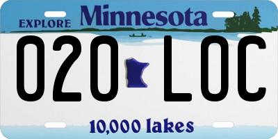 MN license plate 020LOC