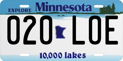 MN license plate 020LOE