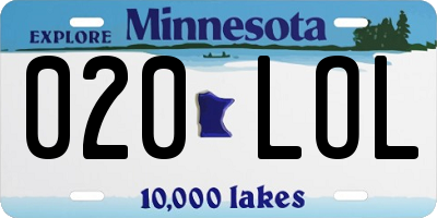 MN license plate 020LOL