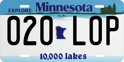MN license plate 020LOP