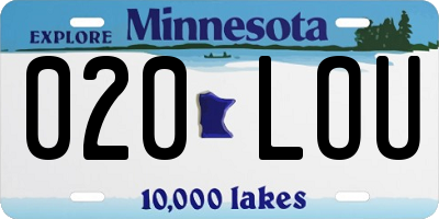 MN license plate 020LOU