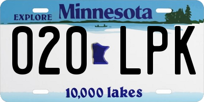 MN license plate 020LPK