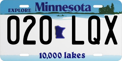 MN license plate 020LQX