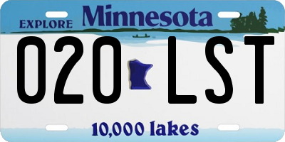 MN license plate 020LST