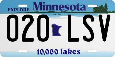 MN license plate 020LSV