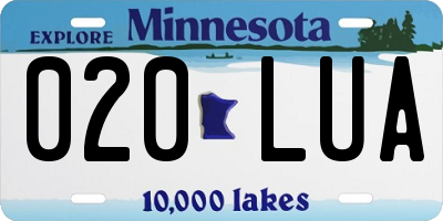 MN license plate 020LUA