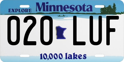 MN license plate 020LUF