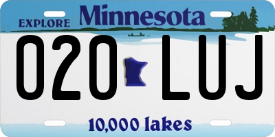 MN license plate 020LUJ