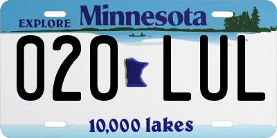 MN license plate 020LUL
