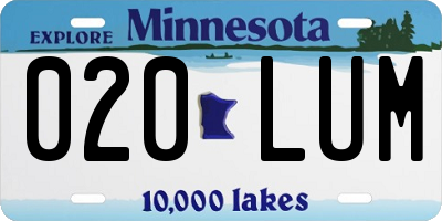 MN license plate 020LUM