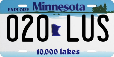 MN license plate 020LUS