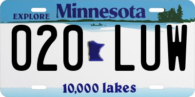 MN license plate 020LUW