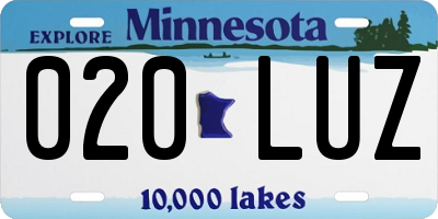 MN license plate 020LUZ