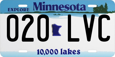 MN license plate 020LVC