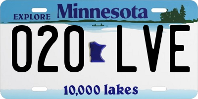 MN license plate 020LVE
