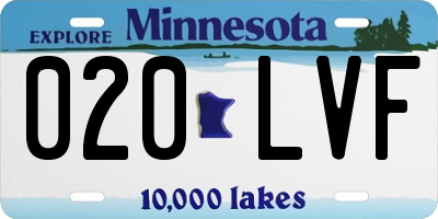 MN license plate 020LVF