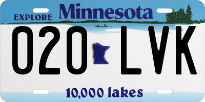 MN license plate 020LVK