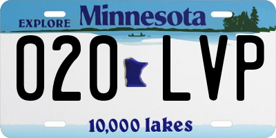 MN license plate 020LVP