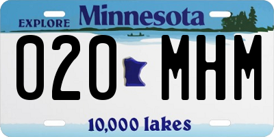 MN license plate 020MHM
