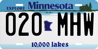 MN license plate 020MHW