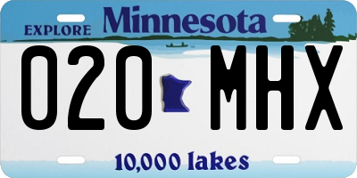 MN license plate 020MHX