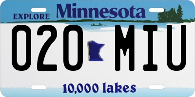 MN license plate 020MIU