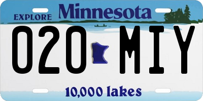 MN license plate 020MIY