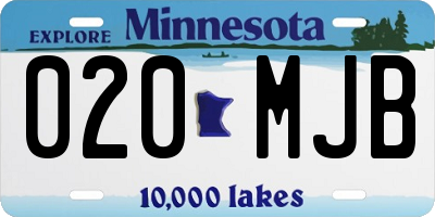 MN license plate 020MJB