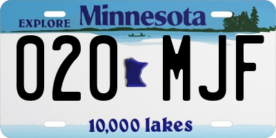 MN license plate 020MJF