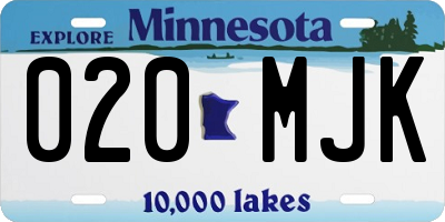 MN license plate 020MJK