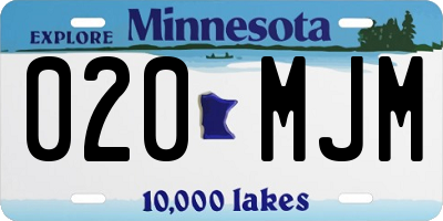 MN license plate 020MJM