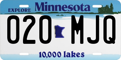 MN license plate 020MJQ