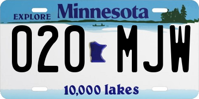 MN license plate 020MJW