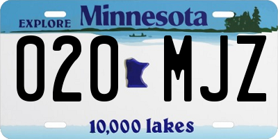 MN license plate 020MJZ
