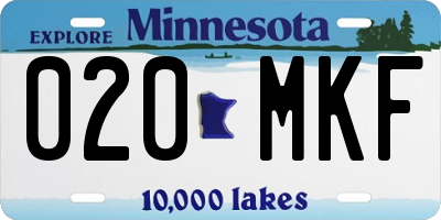 MN license plate 020MKF