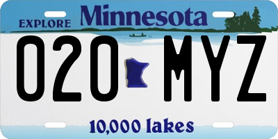 MN license plate 020MYZ