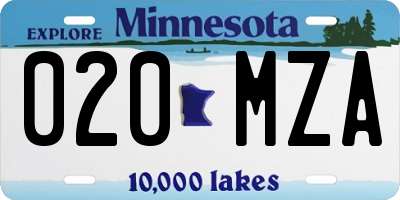 MN license plate 020MZA