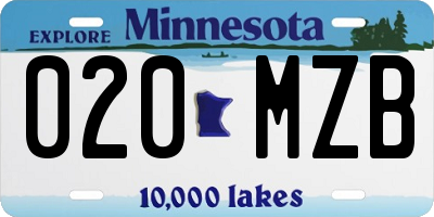 MN license plate 020MZB