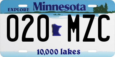 MN license plate 020MZC