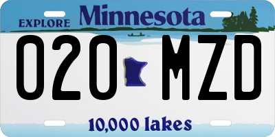 MN license plate 020MZD