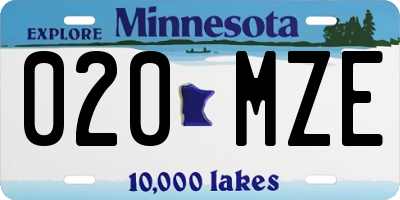 MN license plate 020MZE