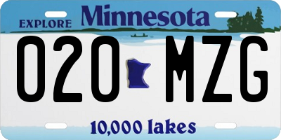 MN license plate 020MZG