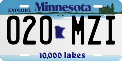 MN license plate 020MZI