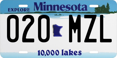 MN license plate 020MZL
