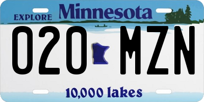 MN license plate 020MZN