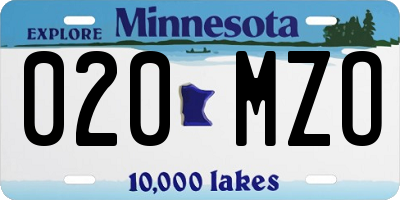 MN license plate 020MZO