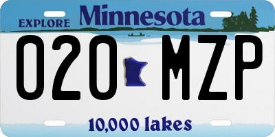 MN license plate 020MZP