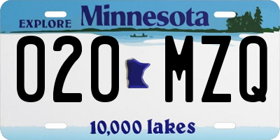 MN license plate 020MZQ